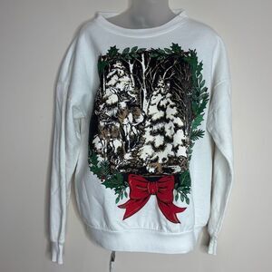 Vintage Turtle Bay Pullover Top Snow Deer graphic Sweatshirt large made in USA